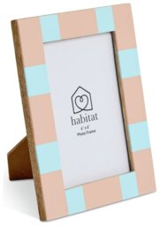 """Habitat Checkered Pink & Blue Mango Wood Frame - 4x6""""""" - thumbnail 2