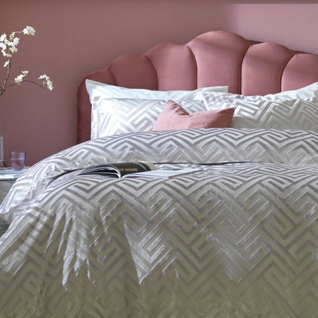 Habitat Geo Velvet Silver Bedding Set - Double - image 1