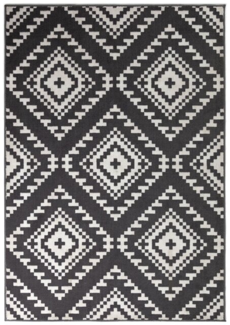 Habitat Global Geometric Grey Cut Pile Rug - 120x170cm - image 1