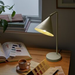 Habitat Cone 40cm Metal Table Lamp - Sage - thumbnail 2