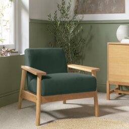 Habitat Dore Velvet Accent Chair - Dark Green - thumbnail 2