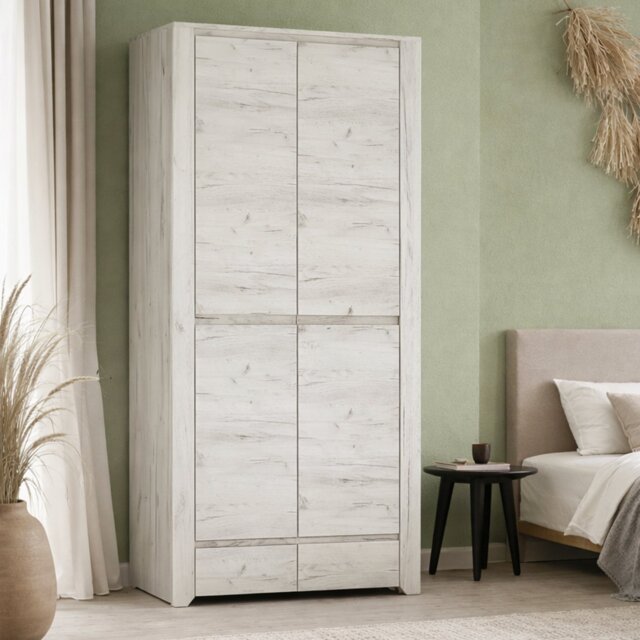 Furniture To Go Angel 2 Door Wardrobe - White & Oak - image 1