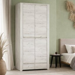 Furniture To Go Angel 2 Door Wardrobe - White & Oak - thumbnail 1