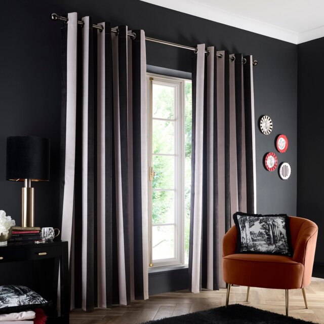 Laurence Llewelyn-Bowen Festivo Blackout Eyelet Curtains - Black - 117x137cm - image 1