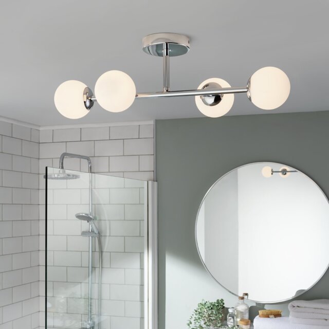 Habitat Metal 4 Light Bathroom Flush Ceiling Light - Chrome - image 1