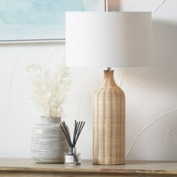 Pacific Anika Rattan Bottle Table Lamp - Natural & White - thumbnail 1