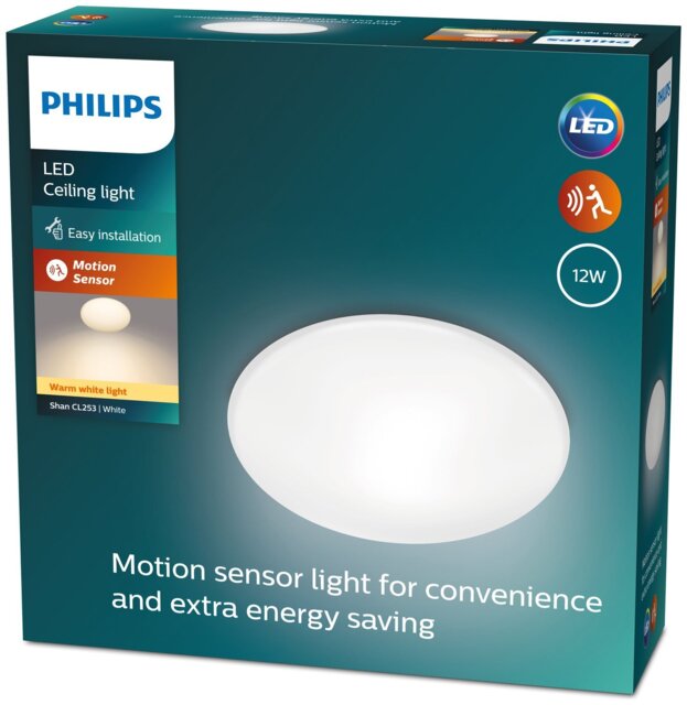 Philips Shan Indoor Motion Sensor Flush Ceiling Light- White - image 1