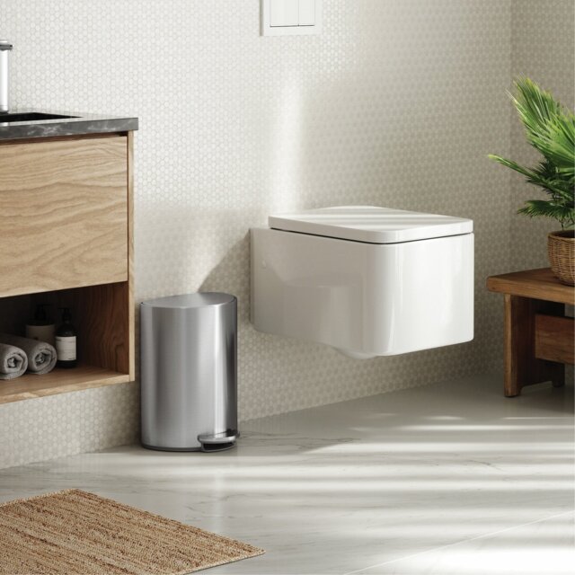 Simplehuman 6L Semi-Round Bathroom Pedal Bin-Stainless Steel - image 1