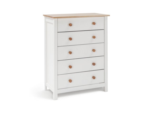 Argos Home Scandinavia 5 Drawer Chest - Pine & White - image 1