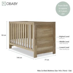 Obaby  Nika Cot Bed - Oak - thumbnail 2