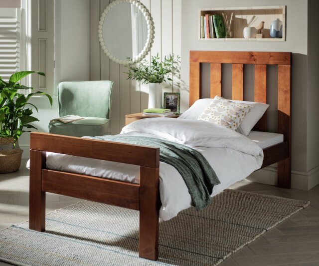 Argos Home Chile Single Wooden Bed Frame - Dark Wood - image 1