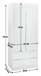 Legato 2 Door 2 Drawer Wardrobe - White Gloss - thumbnail 2