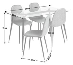 Habitat Beni Glass Oak Dining Table & 4 Grey Chairs - thumbnail 2
