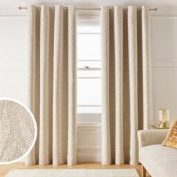 Argos Home Leaf Blackout Jacquard Eyelet Curtains - Natural - 168x183cm