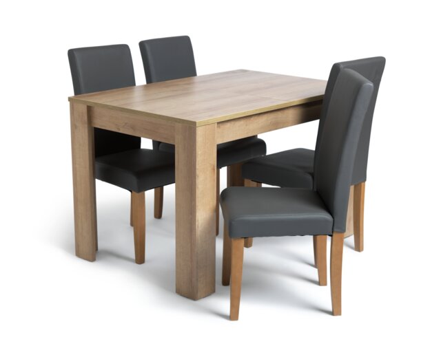 Argos Home Miami Oak Dining Table & 4 Charcoal Chairs - image 1