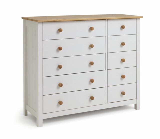 Argos Home Scandinavia 10 Drawer Chest - Pine & White - image 1