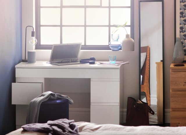 Argos Home Jenson 5 Drawer Dressing Table Desk - White Gloss - image 1