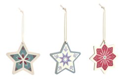 Habitat Pack of 6 Wooden Star Christmas Ornament - thumbnail 1