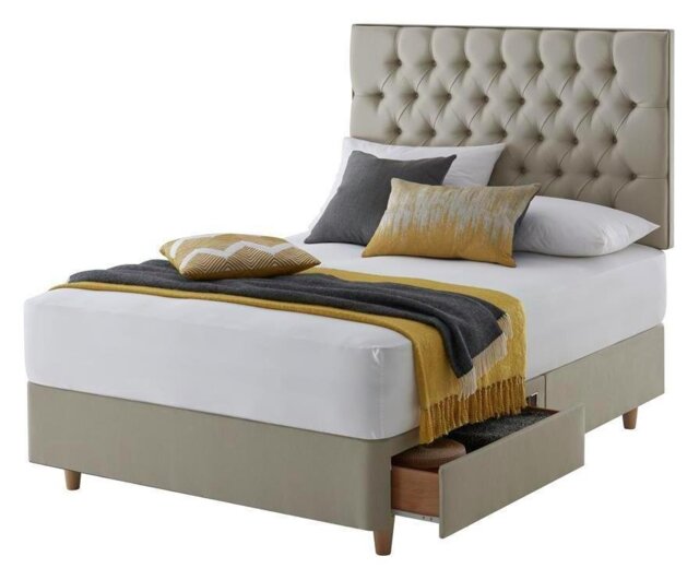 Silentnight Sassaria Double 2 Drawer Divan Set - Sandstone - image 1