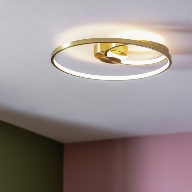 Argos Home Pill Metal LED Flush Ceiling Light - Brushed Brass - image 1