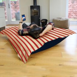 rucomfy Stripe Indoor Outdoor Bean Bag - Red & White - thumbnail 1