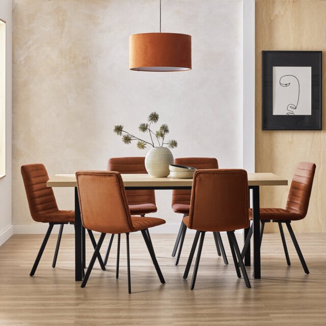 Argos Home Zayn Birch Dining Table & 4 Copper Chairs - image 1