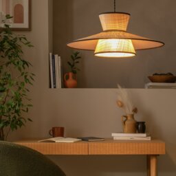 Habitat Otto Natural Raffia 2 Tier Lampshade - 50cm - thumbnail 2