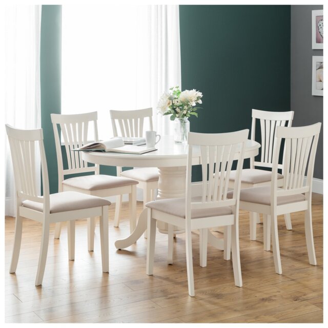 Julian Bowen Stanmore Extending Dining Table &6 Ivory Chairs - image 1