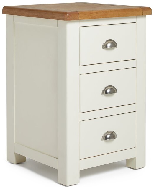 Argos Home Kent 3 Drawer Bedside Table - Cream & Oak - image 1