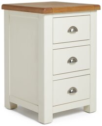 Argos Home Kent 3 Drawer Bedside Table - Cream & Oak - thumbnail 1