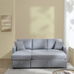 Habitat Reagan Left Hand Storage Corner Chaise Sofa Bed - Grey - thumbnail 2