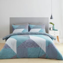 Catherine Lansfield Geometric Shapes Teal Bedding Set-Double - thumbnail 1