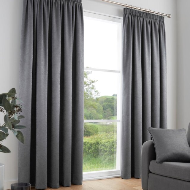 Fusion Galaxy Thermal Pencil Pleat Curtains - Charcoal - 229x183cm - image 1