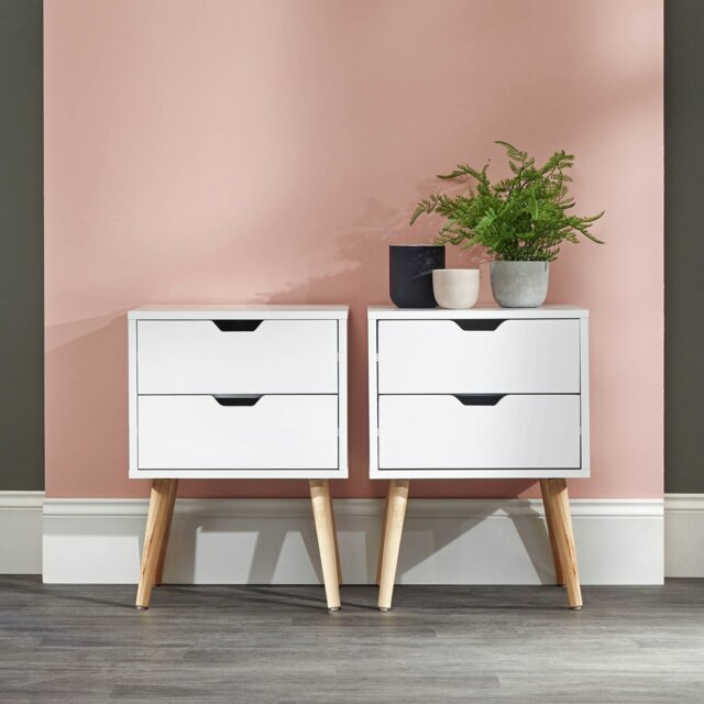 GFW Nyborg 2 Drawer Set of 2 Bedside Table - White - image 1