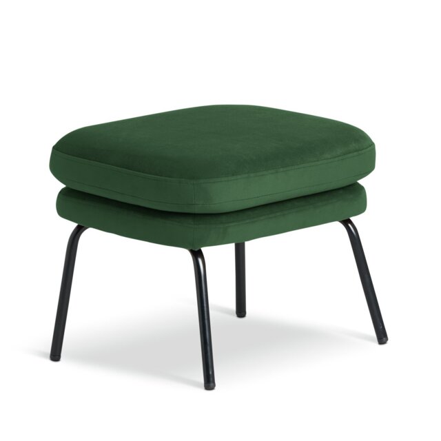 Habitat Celine Velvet Footstool - Green - image 1