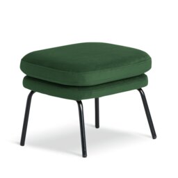 Habitat Celine Velvet Footstool - Green - thumbnail 1