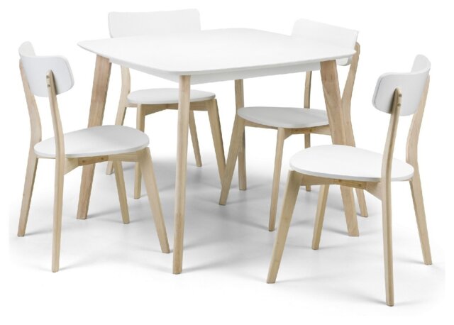 Julian Bowen Casa White Dining Table & 4 White Chairs - image 1