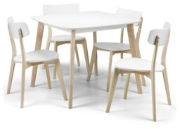 Julian Bowen Casa White Dining Table & 4 White Chairs - thumbnail 1