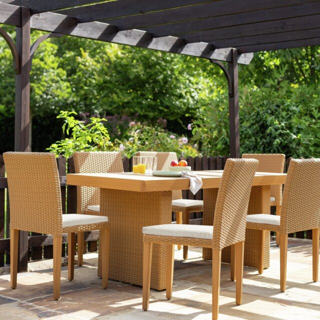 Habitat June 6 Seater Rattan Effect Patio Set - Brown