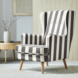 Habitat Callie Fabric Wingback Chair - Black & White - thumbnail 2