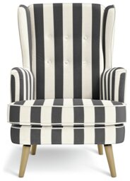 Habitat Callie Fabric Wingback Chair - Black & White - thumbnail 1