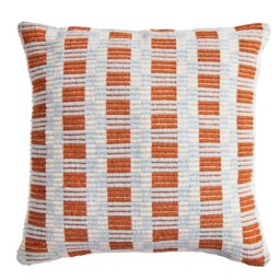 Habitat Striped Grid Woven Cushion Orange - 43x43cm - thumbnail 2