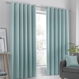 Fusion Strata Dim Out Eyelet Curtains - Duck Egg - 117x137cm