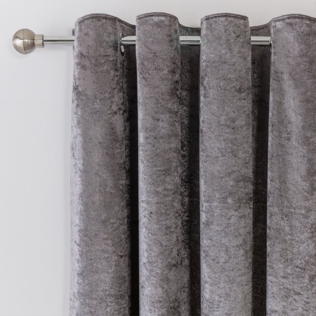 Argos Home Crushed Velvet Eyelet Curtains - Charcoal - 117x137cm - image 1