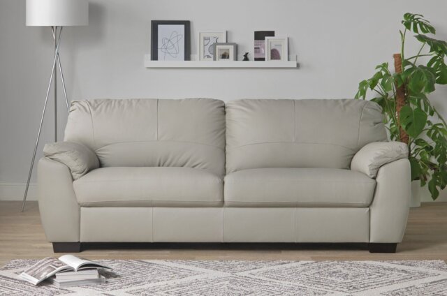 Argos Home Milano Leather 4 Seater Sofa - Light Grey - image 1