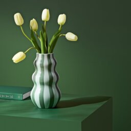 Habitat Stripe Ceramic Green Vase - thumbnail 1