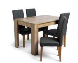 Argos Home Miami Non-Ext Oak Dining Table & 4Charcoal Chairs