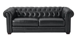 Habitat Chesterfield Leather 3 Seater Sofa - Black - thumbnail 1