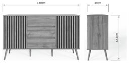 GFW Louvered 2 Door 3 Drawer Sideboard -Natural - thumbnail 2
