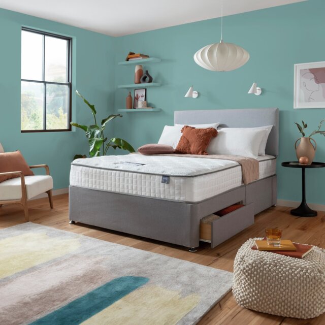 Silentnight Memory Superking Divan Bed With Mattress - Grey - image 1